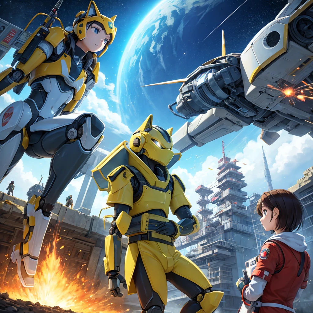 In a world where natural crises and attacks from mysterious creatures threaten the Earth, a group of young scientists and engineers come together to build and fly a giant robot. Akira Tanaka, project leader and robotics genius, guides the team with determination and vision. Hana Miyazaki, energy and propulsion specialist, ensures robot functionality in adverse conditions. Ren Suzuki, Experienced pilot and strategist, is chosen to command the robot on the battlefield. Sakura Yamamoto, talented biologist, strengthens the robot against biological threats. Riku Nakamura, brilliant hacker, protects systems against intrusions and ensures the security of operations.

As the project progresses, the group faces challenges that test their technical skills and friendship bonds. With Earth on the brink of destruction, Your mission becomes even more crucial. They must overcome personal differences and adversity to save humanity from the forces that threaten its existence..