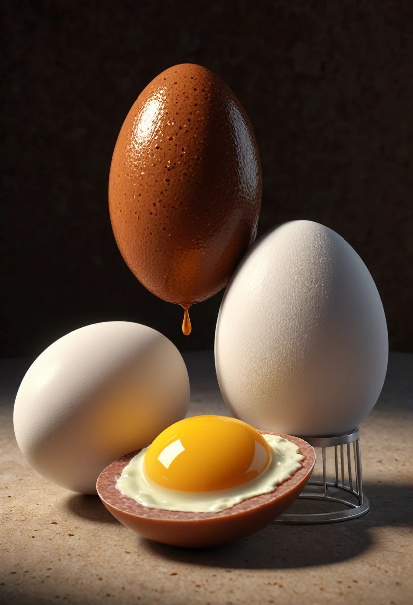 1sausage separating two eggs, octane render, highly detailed, volumetric, dramatic lighting
ral-friedegg