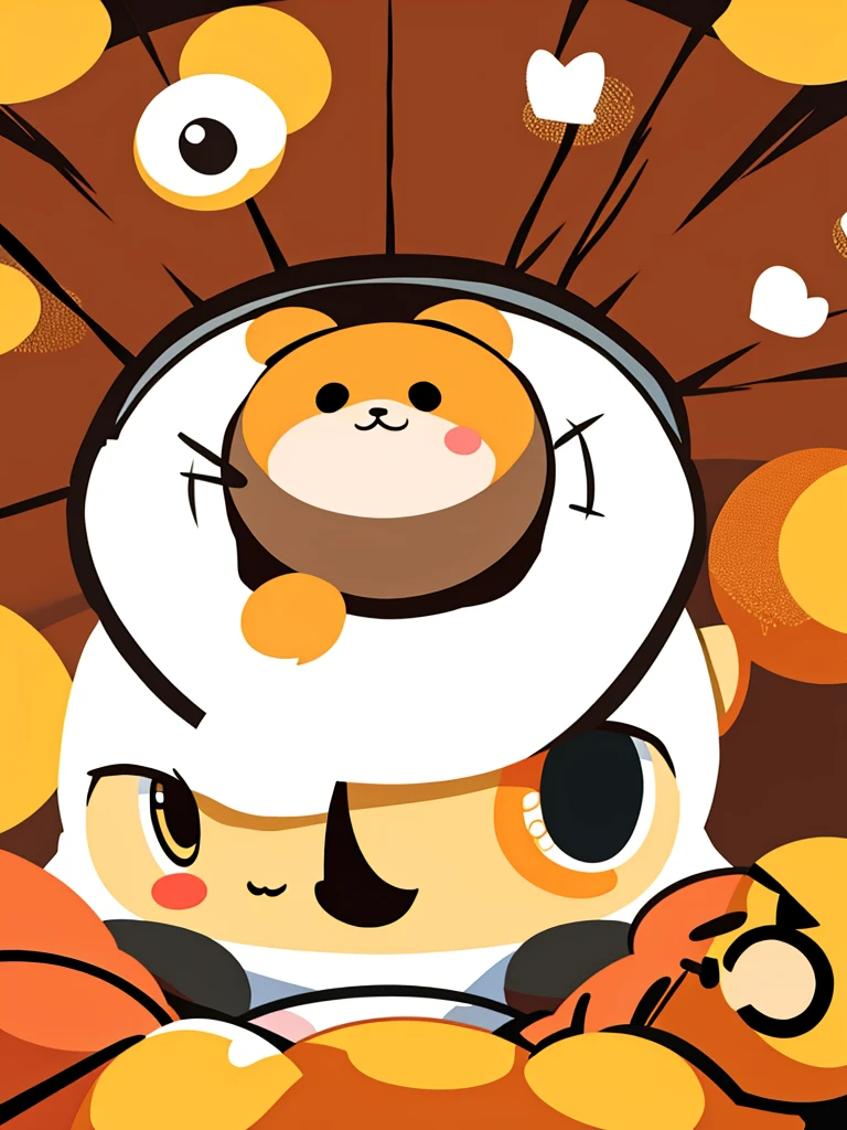 A chibi poop character, cute, 2 round eyes, adorable, 3 cute flies frying above it, 