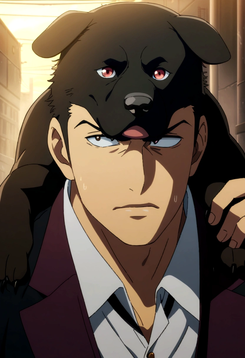 Man with a dog's head, anime, mafia,