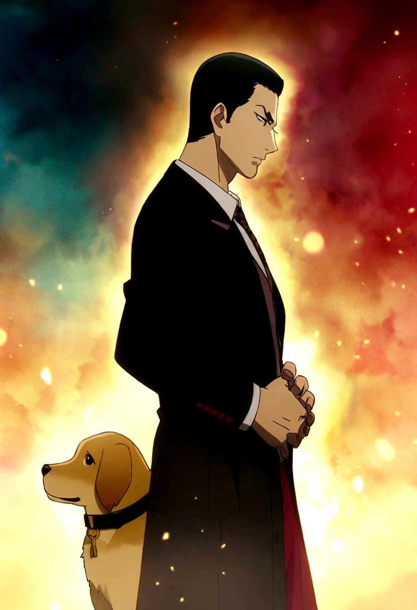أنيمي character with a dog in front of a colorful background, official أنيمي still, high quality أنيمي movie still, official studio أنيمي still, still from tv أنيمي, shuushuu أنيمي image, أنيمي still, ( ( ( أنيمي ) ) ), today's featured أنيمي still, sharp high quality أنيمي, in the أنيمي film, an epic أنيمي of tuff luck, الفن الرسمي