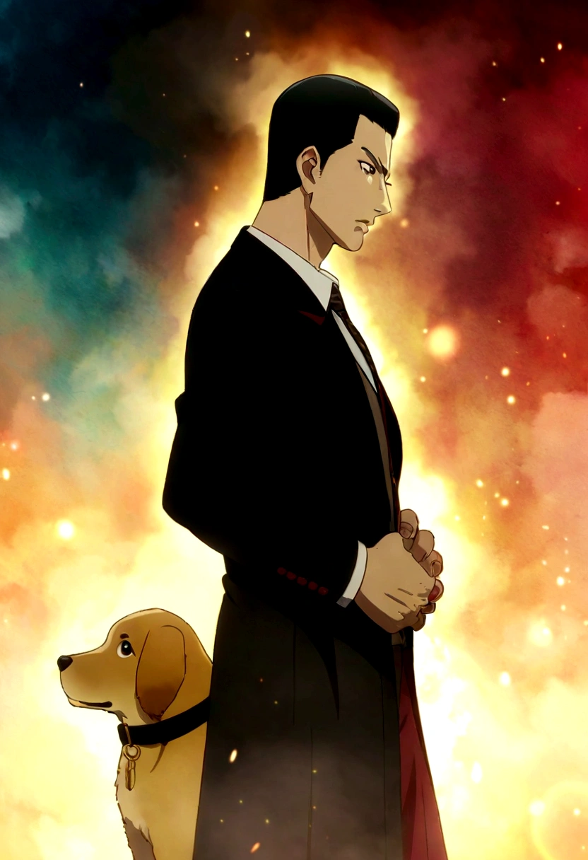 أنيمي character with a dog in front of a colorful background, official أنيمي still, high quality أنيمي movie still, official studio أنيمي still, still from tv أنيمي, shuushuu أنيمي image, أنيمي still, ( ( ( أنيمي ) ) ), today's featured أنيمي still, sharp high quality أنيمي, in the أنيمي film, an epic أنيمي of tuff luck, الفن الرسمي