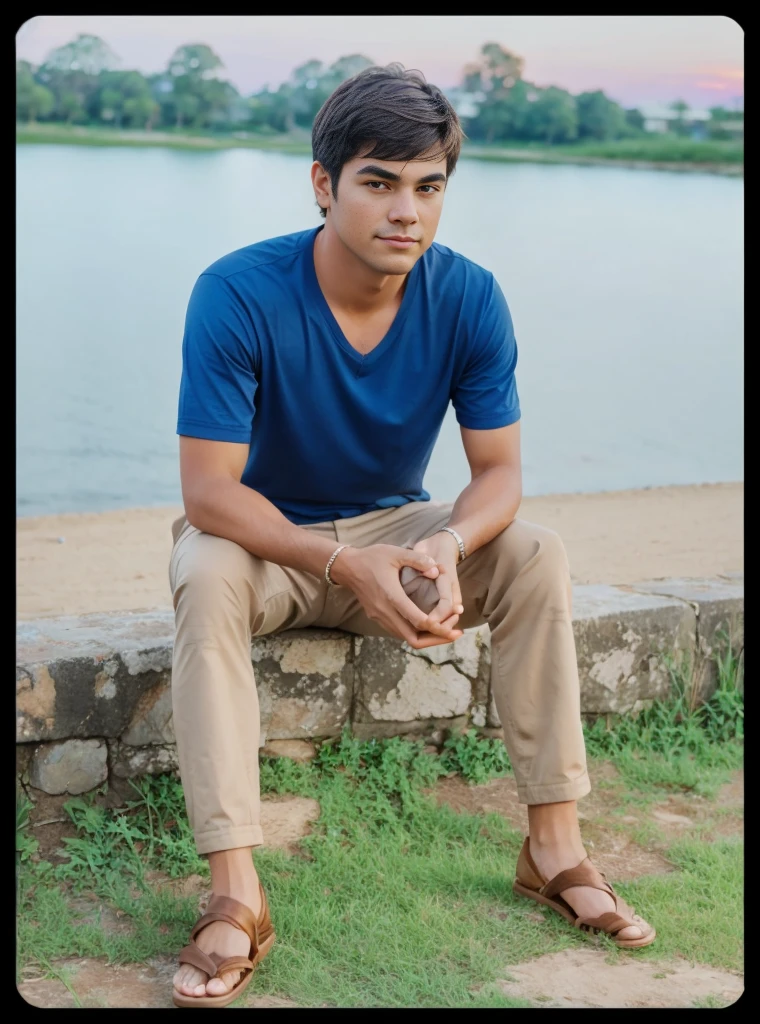 Remove background and put a beautiful sunset time. And low glow of light on the subject face.