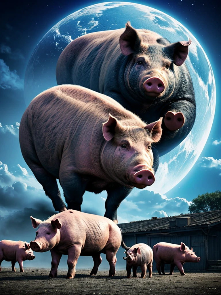 The pig titan the largest of the pigs the pig titan a large pig the largest of the pigs is a demonic pig god with two large blue pigs and there are three large pigs Titans gods of all pigs and all heavy metal