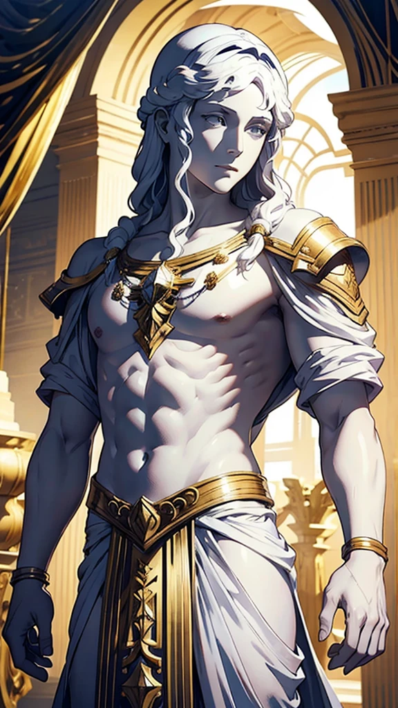 All-white marble statue