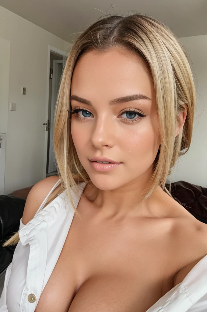 White girl just had a cumshot on her face and tits