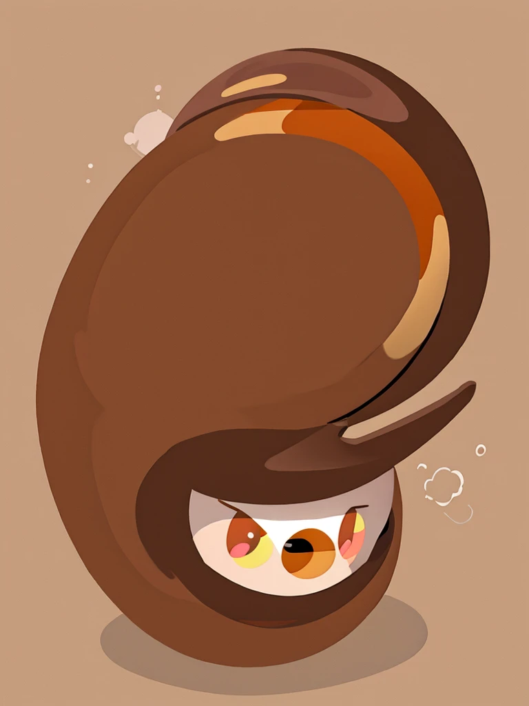 A spiral poop emoji character, brown colored, looking at the camera, cute, 2 round eyes, adorable, spiral poop shaped, no mouth