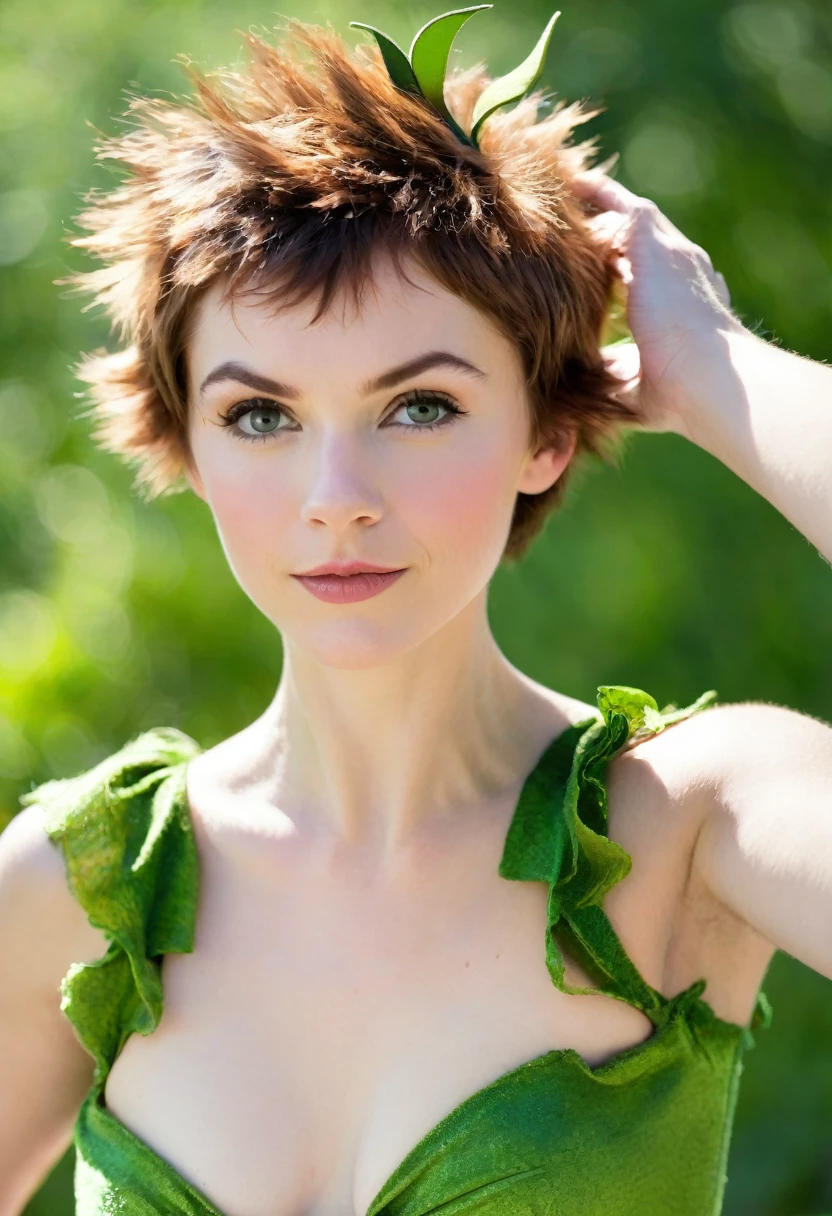 Peter Pan woman, very hairy hirsute body