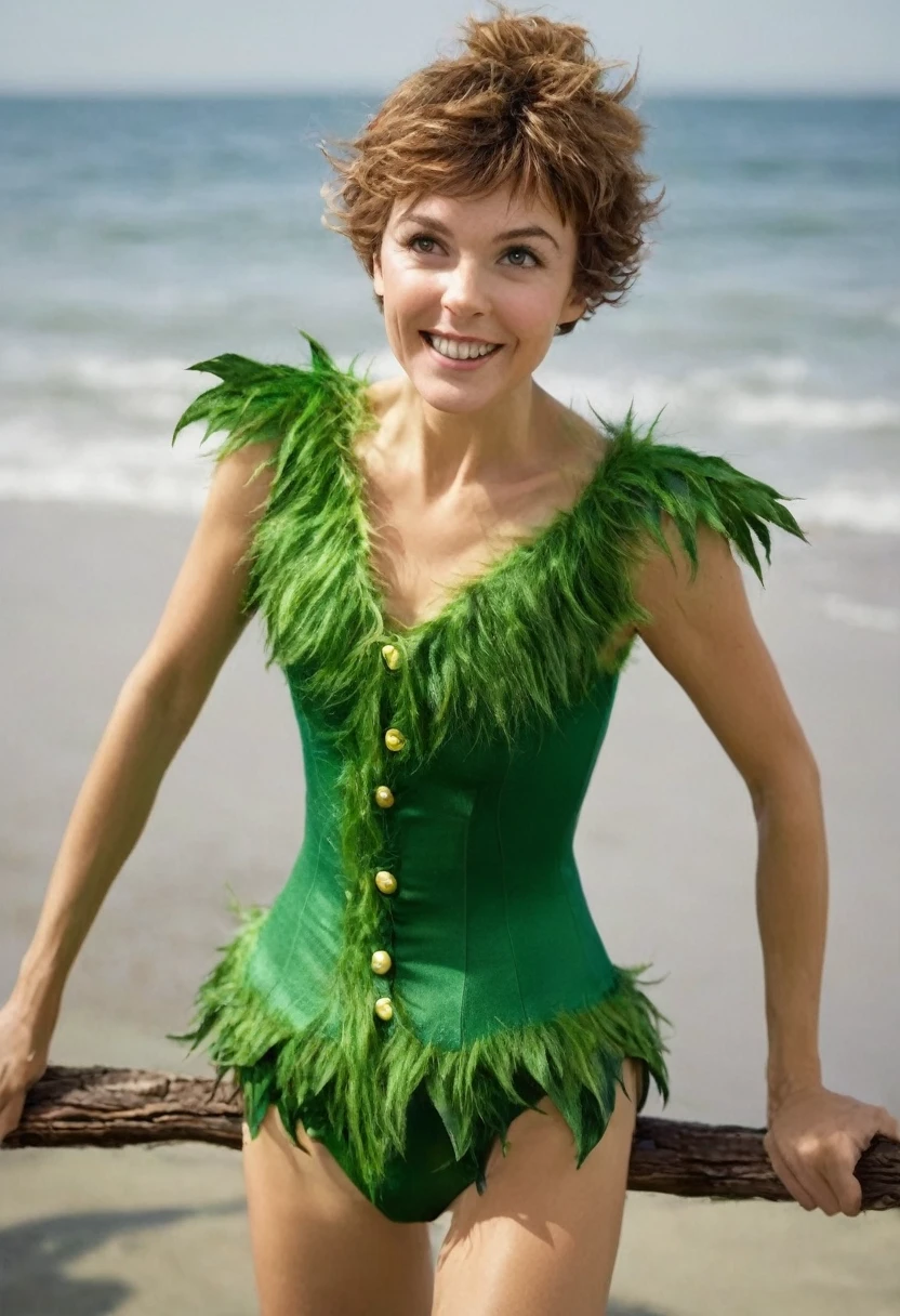Peter Pan woman, very hairy hirsute body