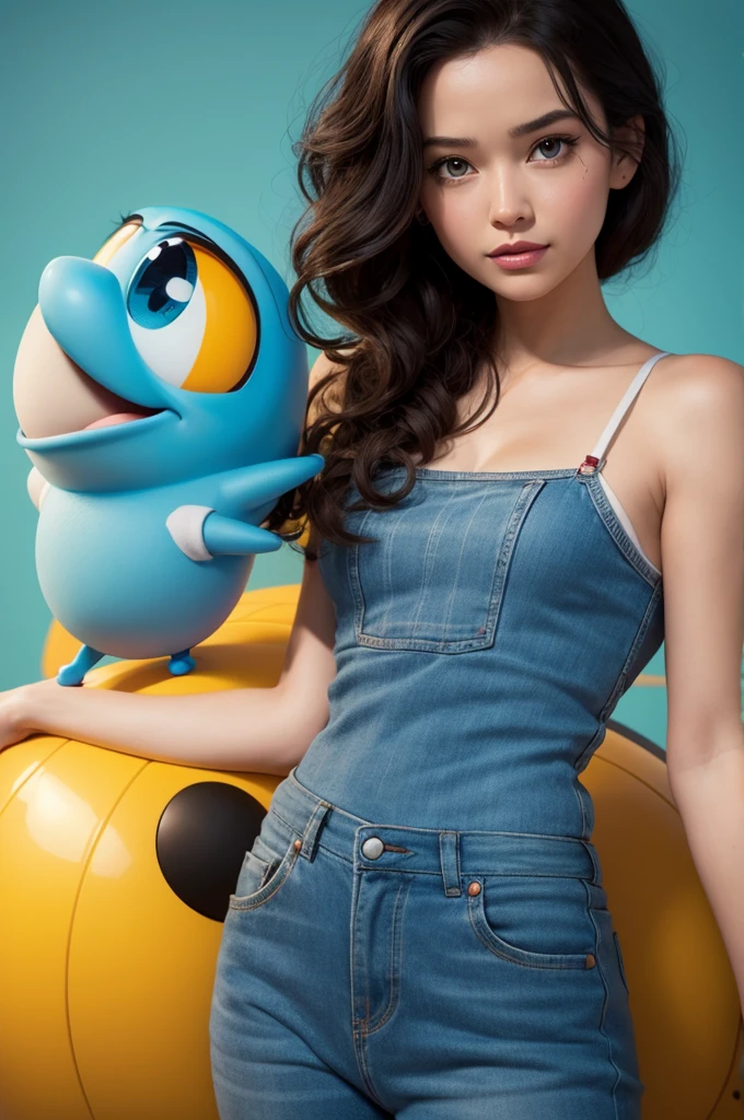 Create a character based on Disney Pixar with the following description I'm chubby, medium height, Brunetette, eyes browns, long brown wavy hair, 1,64 tall, I like to wear dresses, or skirts, bigger round nose, wide smile and I want you to be in an environment similar to a plenary or president's room because I'm going to run for councilor I'm a woman can you sit me in the room