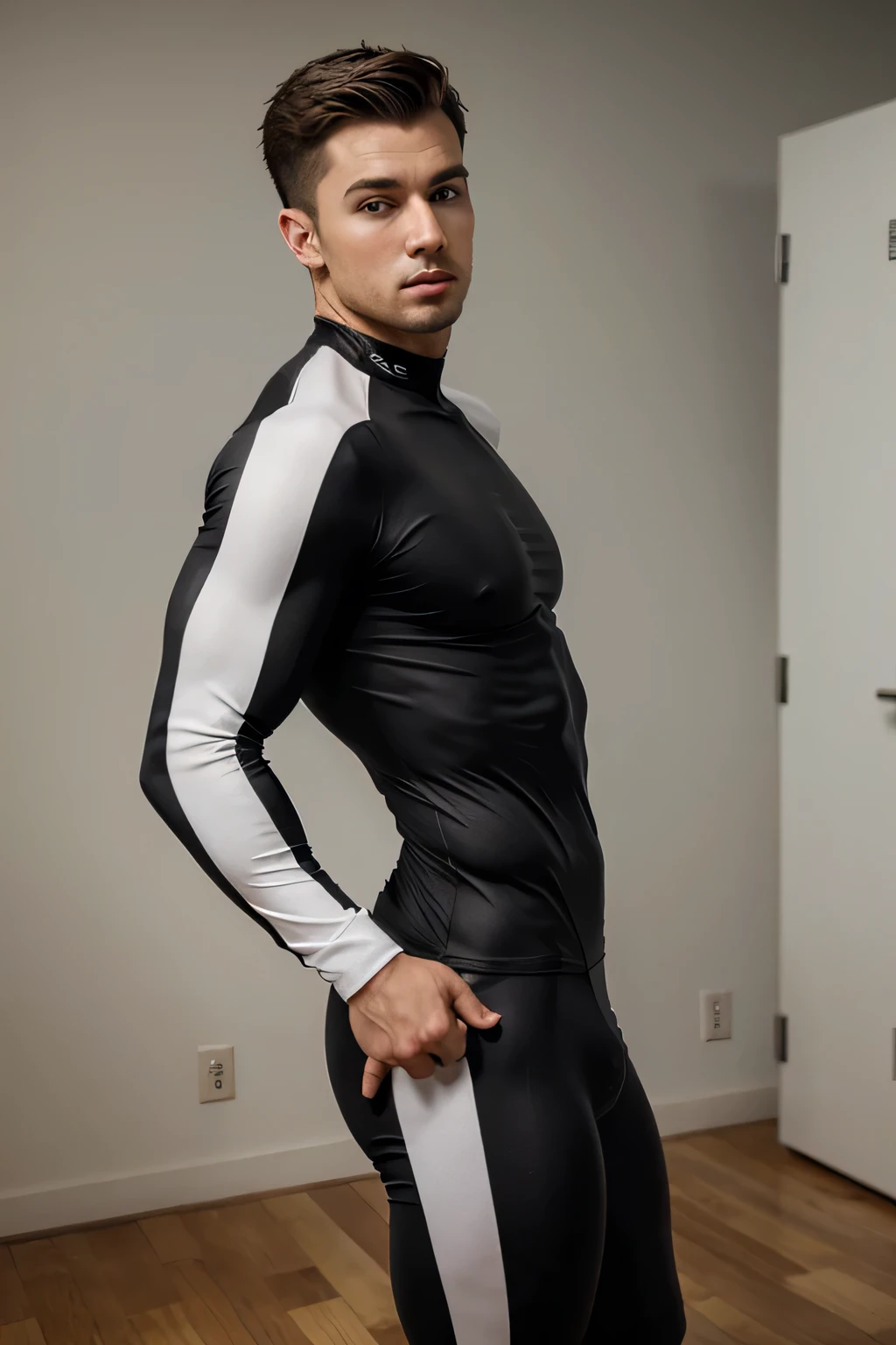 CREATE A HANDSOME YOUNG MAN IN VERY TIGHT CLOTHES