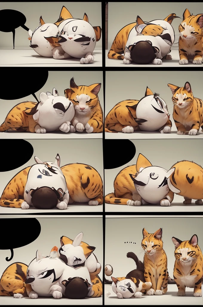 Make a three-comic strip in cartoon style in which the characters are animals and help each other to obtain a result that is good for both of them