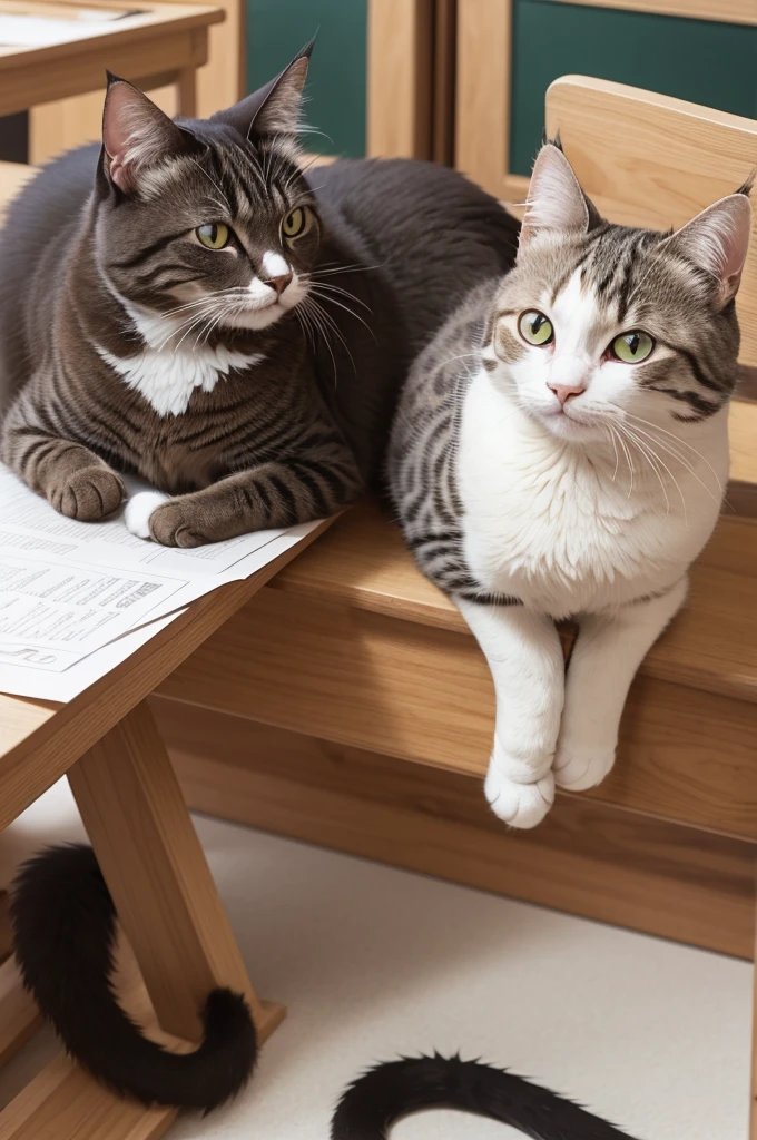 Cartoon cat on his new cat school