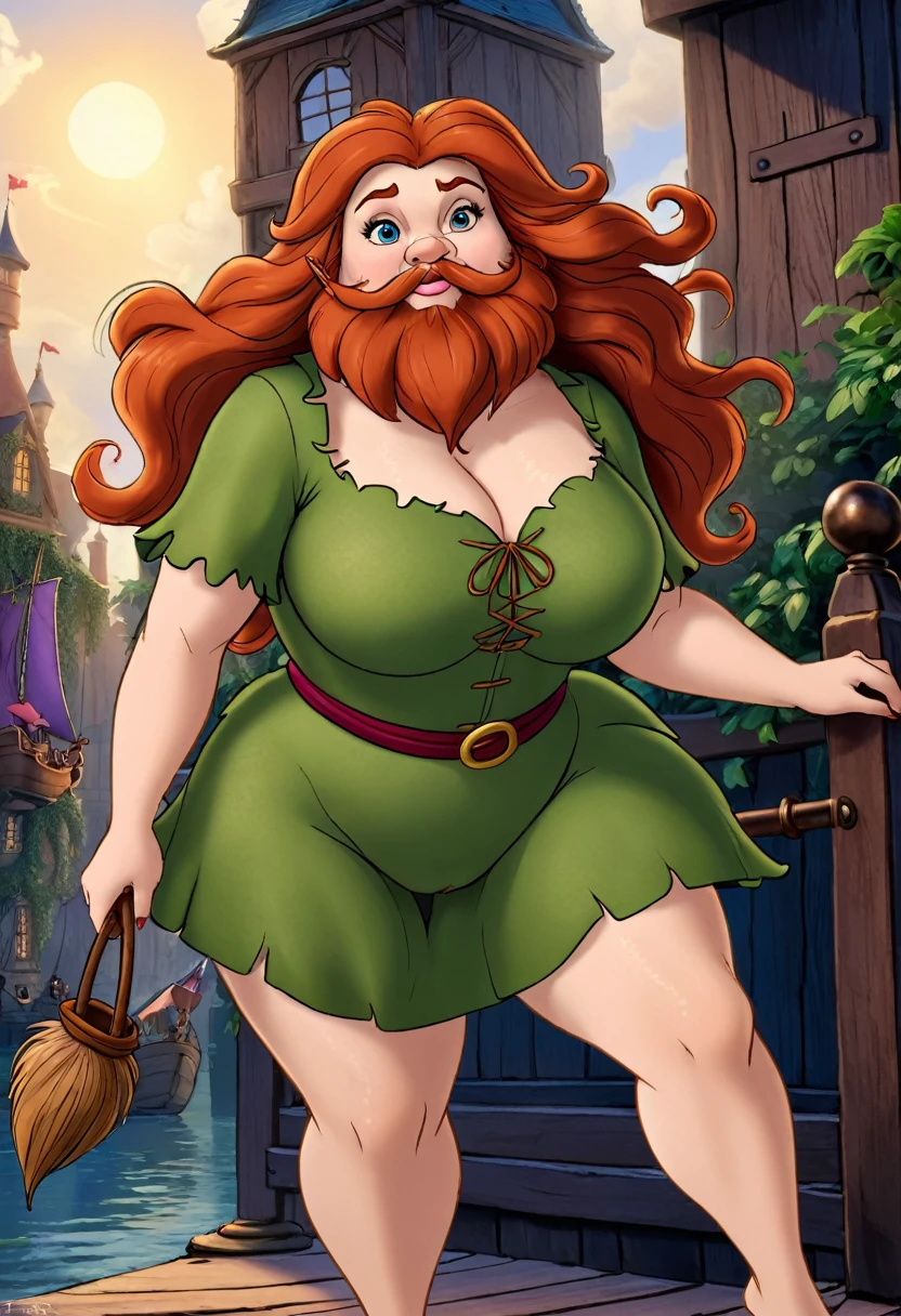 Peter Pan woman, very hairy hirsute body