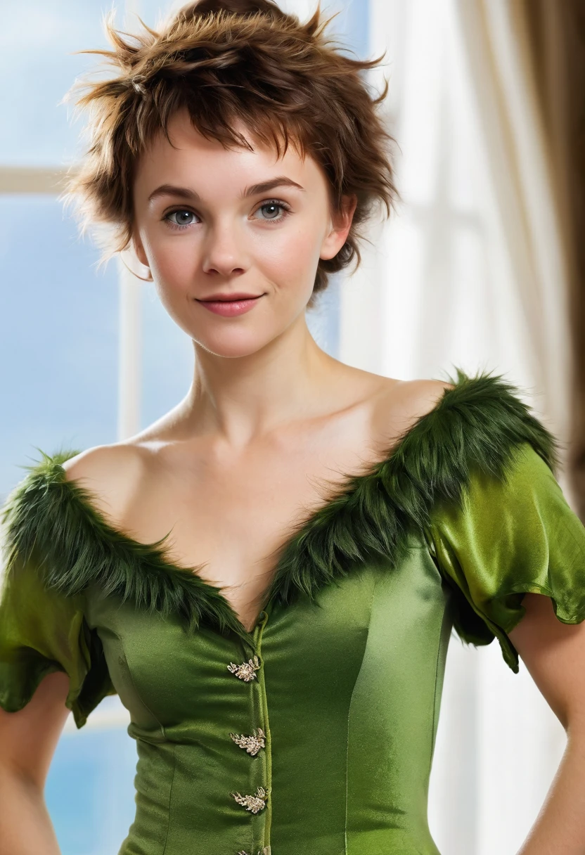 Peter Pan woman, very hairy hirsute body