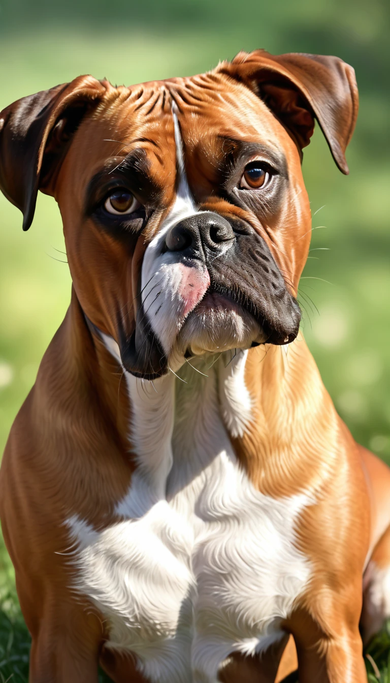 lovely digital painting, beautiful detailed digital art, award-winning creature portrait, realistic illustration, highly detailed 4k digital art, highly detailed realistic, very detailed digital painting, highly detailed digital painting, highly detailed digital painting, hyperrealistic fantasy art, detailed digital painting, realistic fantasy illustration, Dog Boxer, clean face, png background