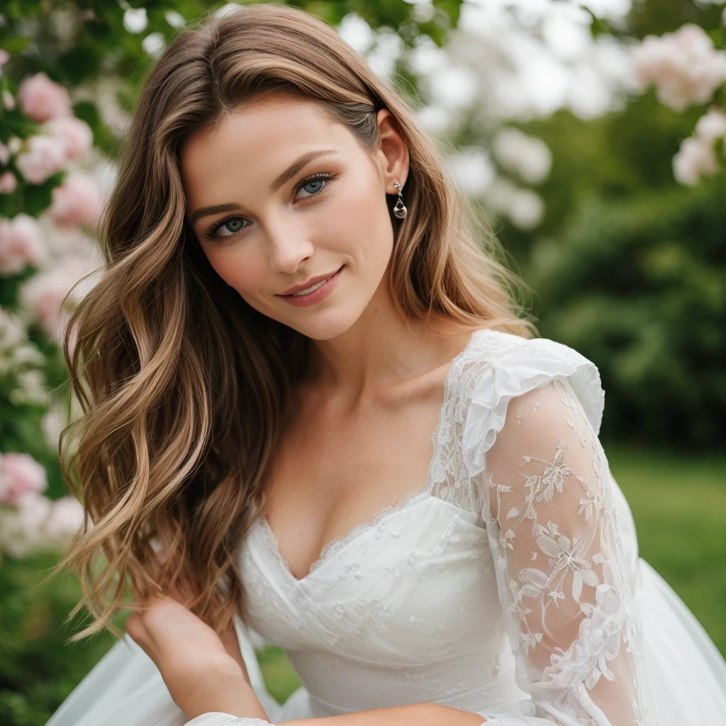 Une jeune femme métisse se tient devant vous, rayonnante de charme et de grâce dans sa somptueuse robe de soirée. Sa peau caramel, douce et lumineuse, est mise en valeur par la coupe élégante de sa tenue. Ses longs cheveux, un mélange riche de boucles brunes et d'éclats dorés, tombent en cascades soyeuses sur ses épaules, encadrant un visage aux traits fins et harmonieux.
Ses yeux, d'une couleur noisette profonde, captivent instantanément. Ils sont soulignés par un maquillage subtil mais sophistiqué, mettant en exergue son regard intense et envoûtant. Son sourire, radieux et sincère, révèle des dents parfaitement alignées, et ajoute une touche de chaleur et de bienveillance à son allure majestueuse.
La robe qu'elle porte est une œuvre d'art en elle-même. Confectionnée dans un tissu fluide et brillant, elle épouse ses courbes avec une élégance raffinée. D'un bleu nuit éclatant, parsemée de sequins scintillants, elle capte la lumière à chaque mouvement, créant un jeu d'éclats étincelants autour d'elle. Le décolleté en cœur sublime sa silhouette, tandis que la jupe longue et légèrement évasée effleure gracieusement le sol, donnant à ses mouvements une allure aérienne et légère.
De délicates boucles d'oreilles en argent pendent à ses oreilles, ajoutant une touche de sophistication supplémentaire à son look. Son poignet est orné d'un bracelet fin et scintillant, et ses ongles, impeccablement manucurés, sont peints d'un rouge profond et élégant.
La jeune femme avance avec assurance, chaque pas résonnant d'une élégance naturelle et d'une confiance en soi inébranlable. Elle est l'incarnation parfaite de la beauté métissée, harmonisant en elle des cultures et des influences diverses, créant un tableau vivant d'une allure exquise et d'une grâce sans pareille.