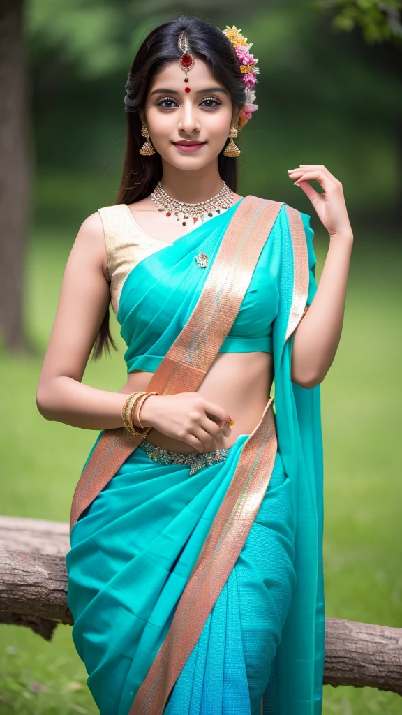 Beautiful Indian girl in stunning saree 8k full detailed cute trippy