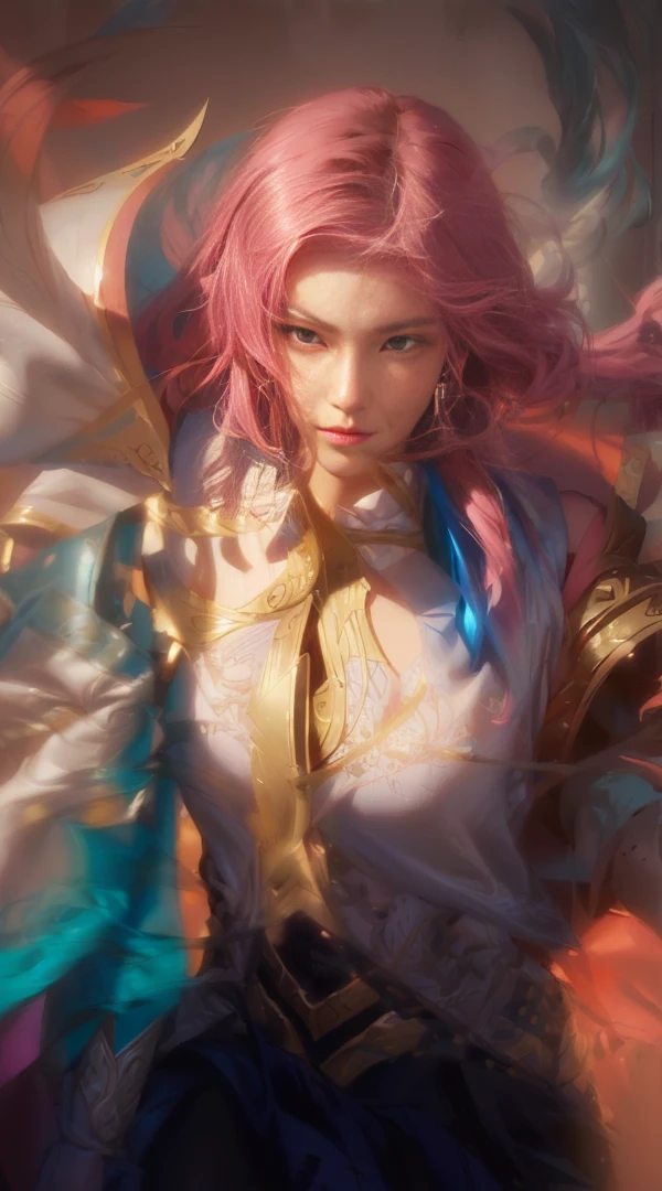 a close up of a woman with pink hair and a sword, artgerm. high detail, casimir art, heise jinyao, extremely detailed artgerm, sylas, range murata and artgerm, portrait knights of zodiac girl, sakimichan frank franzzeta, artgerm detailed, xianxia hero