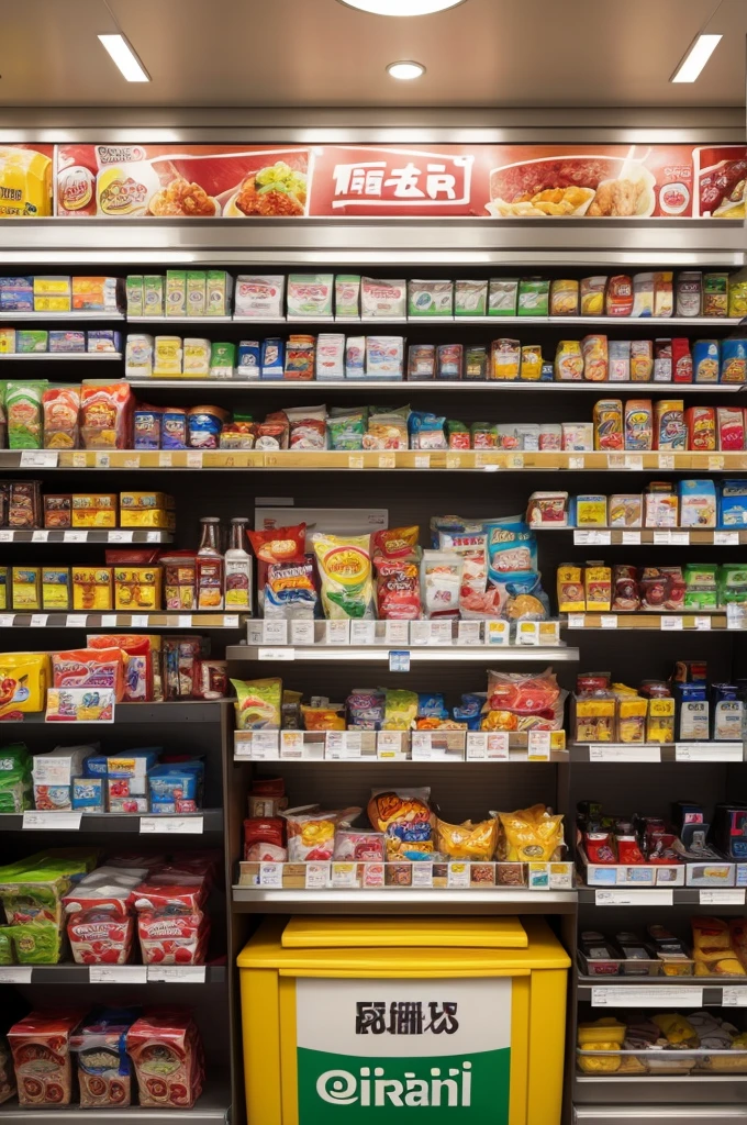 Create a distorted convenience store interior image