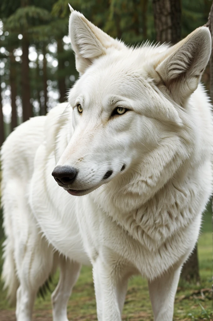 A white wolf with a horn