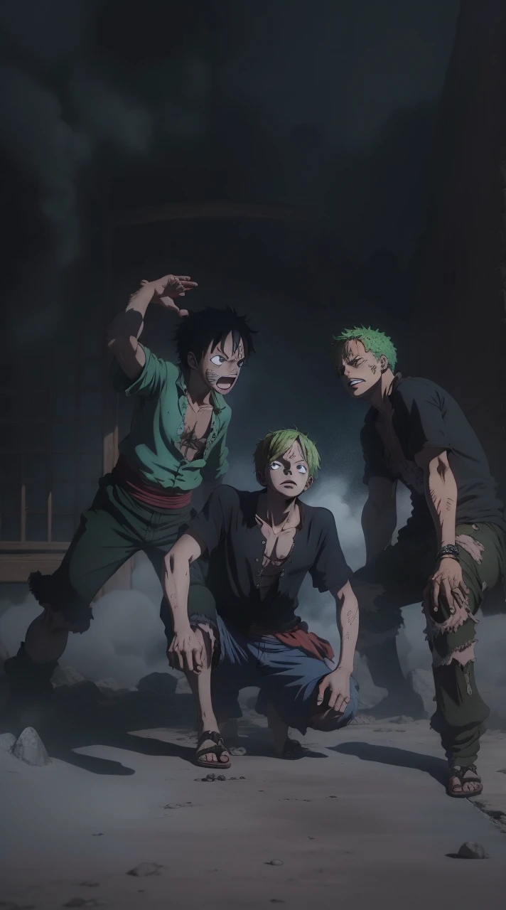 One Piece, best quality, 8k, pirate, anime, luffy, sanji, zoro