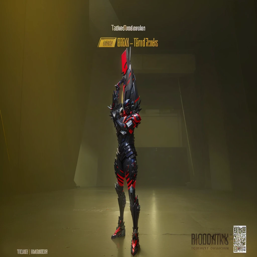 a close-up of a person in a red and black outfit, titan of erebos, “titan of erebos, octane], octane rander, octane remder, a skin, obsidian skin, skin black, deviantar, octane rendring, octane redner, obsidian skin, black and yellow and red scheme, high-tech red armor hip-hop dance 