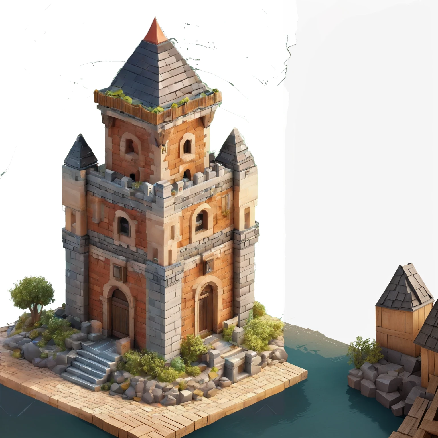 medieval structure, of wood and strone combined