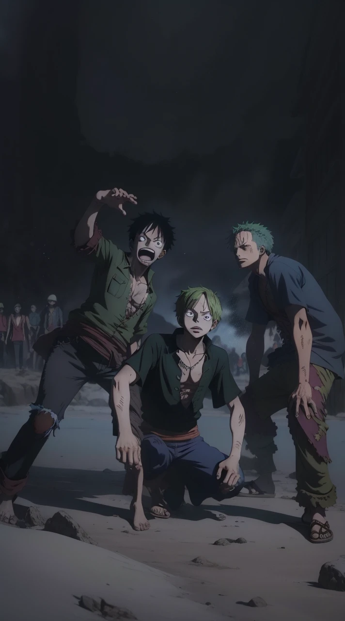 One Piece, best quality, 8k, pirate, anime, luffy, sanji, zoro
