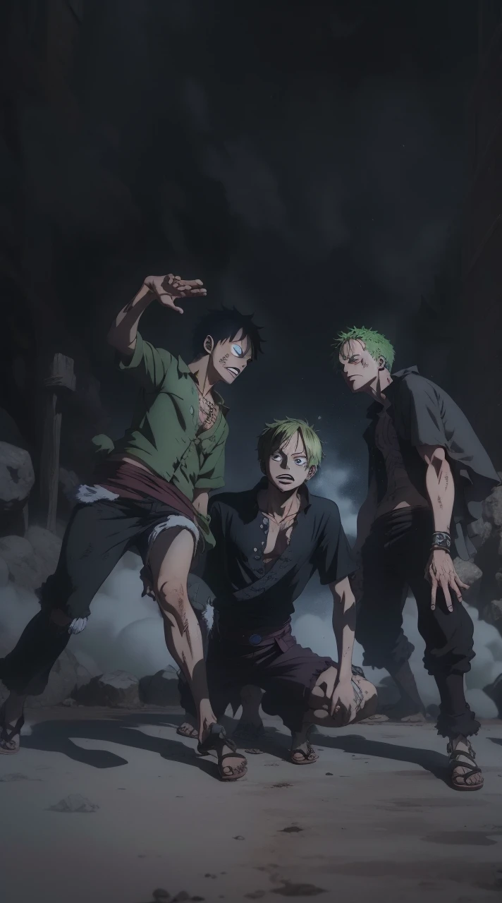 One Piece, best quality, 8k, pirate, anime, luffy, sanji, zoro