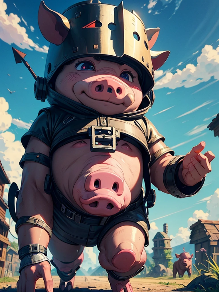 I want you to draw the god of all pigs in the pig world, he is a great animal, pig, boar, demon, robot.. Ready for a terrible battle.  I don&#39;t want human faces or people, just demonic pigs with fangs., the pig titan, the biggest of pigs, is fighting fiercely to conquer the world,  the pig titan un gran cerdo the biggest of pigs es es el Dios de todos los cerdos y tiene colmillos y es grande y es muy agresivo y terrorífico,  and it is imposing, impressive and super powerful and gives the space to put letters.  a demonic pig God with big demon pigs and there are three big pigs Titans gods of all pigs and all heavy metal. I don&#39;t want people, just animals.. 

