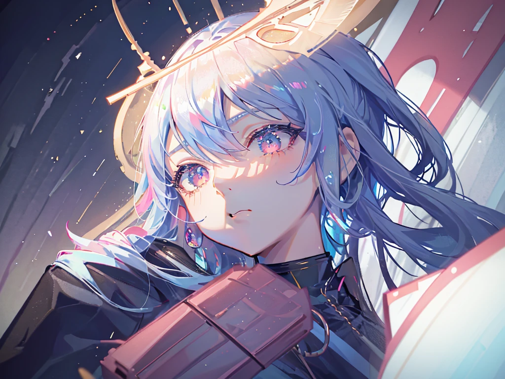 8k wallpaper,tmasterpiece,cinmatic lighting,top Quority,illustratio,Dramatic angles,((a color:1.1)),((Colored inner hair:1.4)),
1girll, solo, long blue hair, SakuraNS, Pink eyes, Cross necklace, parted lip, a white choker, liquid hair, Light blue hair, By bangs, By bangs, From the side Side, contours, The upper part of the body, blue hairs, anime kitchen backgound, pink back ground, exposed bare shoulders, sportrait, looking at viewert, white dresses, hairsbetweeneyes, colorfulhair, kitchen Background, Nebula, 耳Nipple Ring,jewely, majestic, eating hamburger, table of foods, crowded from behind