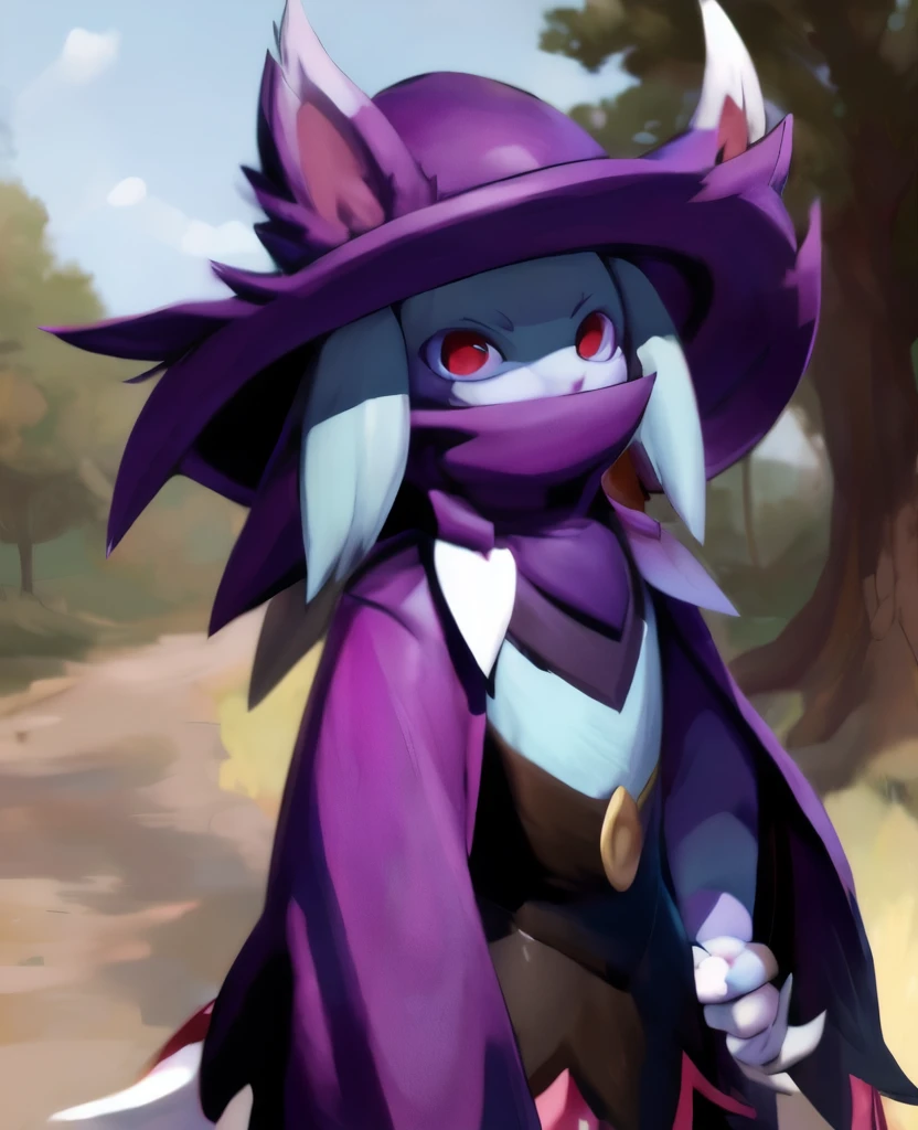 palkatress, anthro, solo, ambiguous gender, standing, forest, detailed background, mouth covered, by darkgem, by wkar, by teranen,