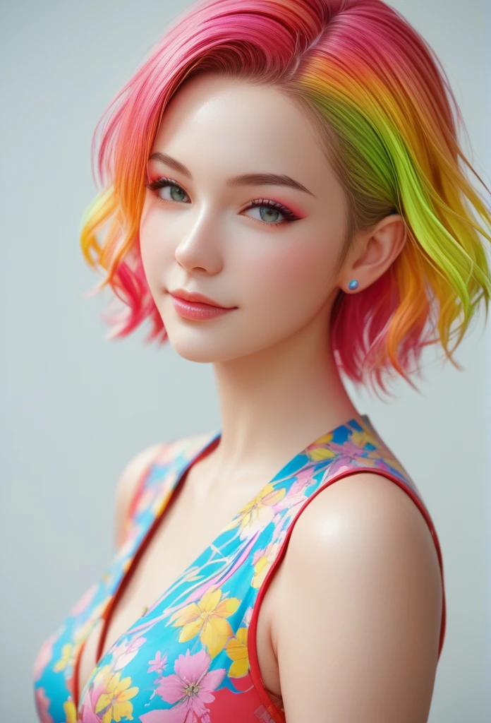 anime girl with colorful hair and a colorful dress, rossdraws pastel vibrant, rossdraws cartoon vibrant, anime style 4 k, beautiful anime portrait, artgerm colorful!!!, ! dream artgerm, beautiful anime girl, anime styled digital art, anime art wallpaper 4k, anime art wallpaper 4 k, digital anime art, extremely detailed artgerm  