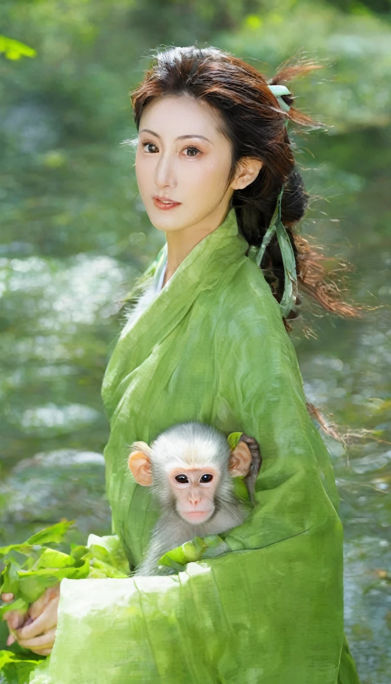 Please create an image with the following content:。
Below are the prompts to create a high quality anthropomorphic, lifelike, full body image::
"""
「Monkey Spirit(woman)Create a beautiful, anthropomorphized, full-body, photorealistic image of。Draw according to the instructions below:」
Characteristics of monkeysIncorporatingたwomanの外見:
Characteristics of monkeys(for example、ear、Facial Contour、Eye、nose、mouth)Incorporatingつつ、womanの美しさが感じられるデザインにしてください。
Facial expressions and hair styles:
She has a calm and natural look.、Make viewers feel familiar。Hair should flow naturally.、Please create a style that gives a sense of movement.。
Body poses and postures:
Facing the front、Standing upright and motionless。Her posture should be natural yet elegant.。
Clothing and decorative details:
Her outfit is elegant、Make sure your design reflects the monkey's natural coloring。Natural elements in the costumes(leaf、flower、Branches etc.)Incorporating、Monkey Spiritのイメージを強調してください。
Harmony between background and space:
The background is designed to accentuate her presence.、Make your design evocative of a natural environment。Forests and green areas、Or a quiet location is preferable.。
Use of colour and light:
The colors are based on natural hues.、Monkey Spiritの魅力を引き出すようなアクセント色Incorporatingてください。Use the effects of light、Please make her look more realistic。
Aspect Ratio 9:16
"""
- A warm atmosphere - A peaceful image with entertainment value - A laid-back image of the 20th century countryside Once you have created one image, please create another one.。
Repeat five times