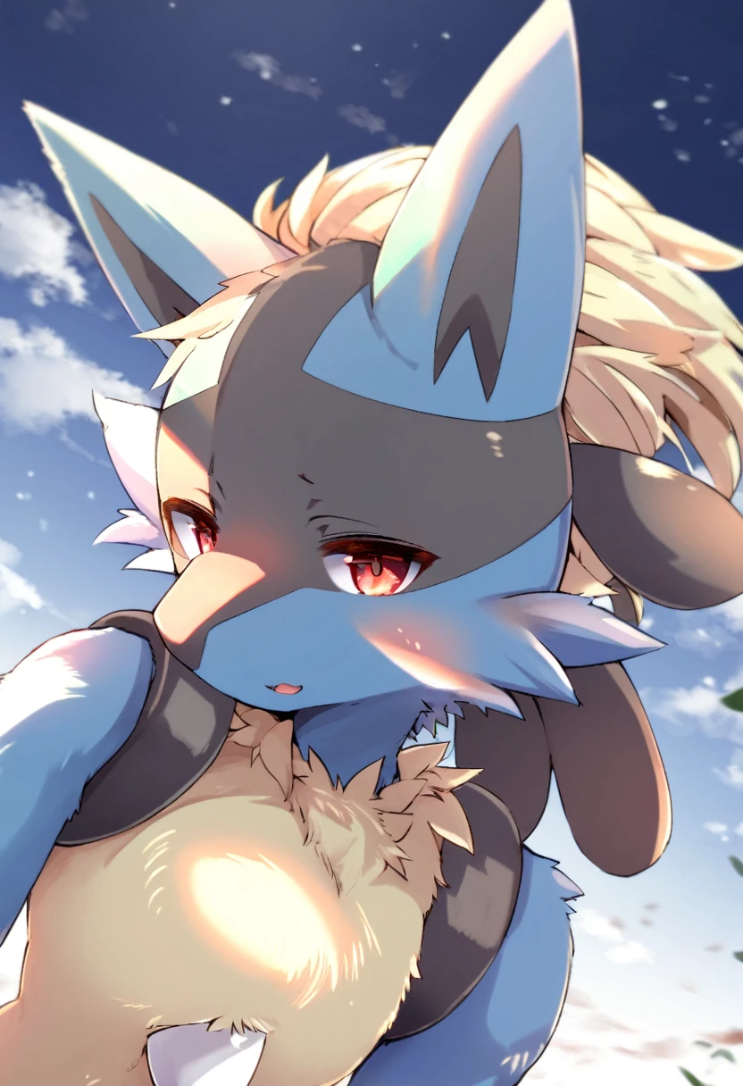 Highest quality, Highest quality, (Very beautiful face and eyes), (, kemono, ), naked, ポケットモンスター, ( Lucario&#39;Facial Features), ベッド, Detailed fur expression, Ahegao, by 2 person, セックス, Zoom in on the joint, penetration, masterpiece, best quality