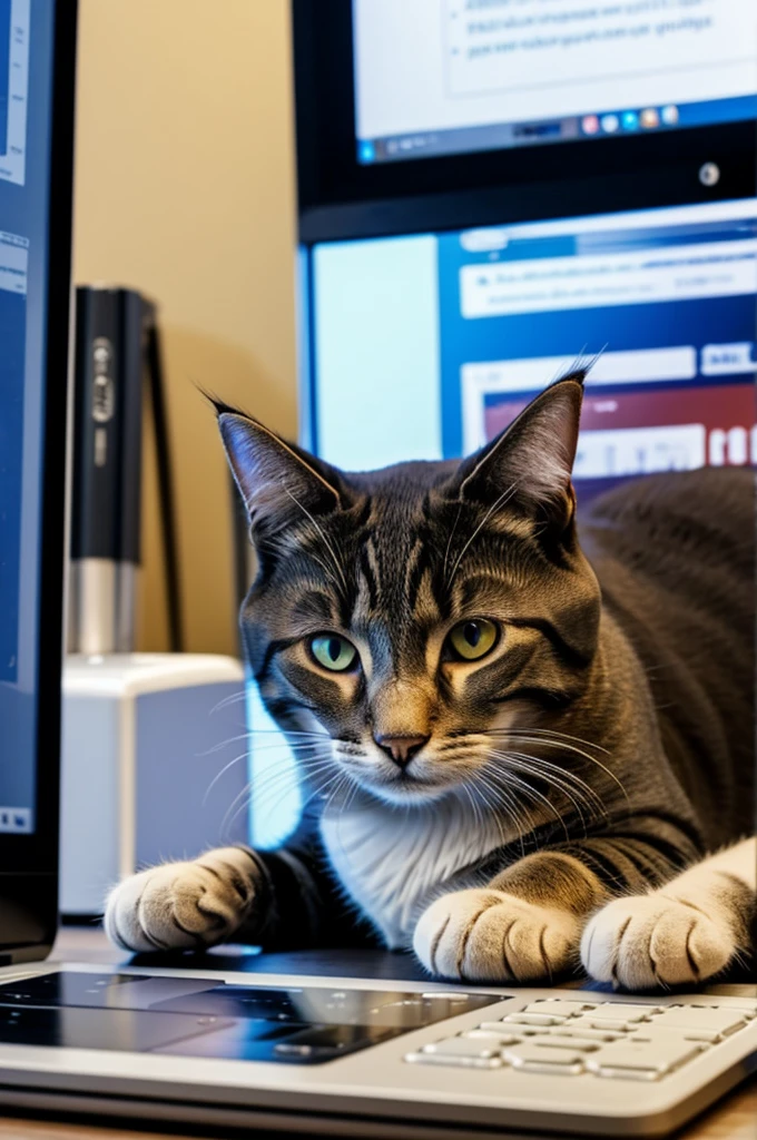 Cat on the computer