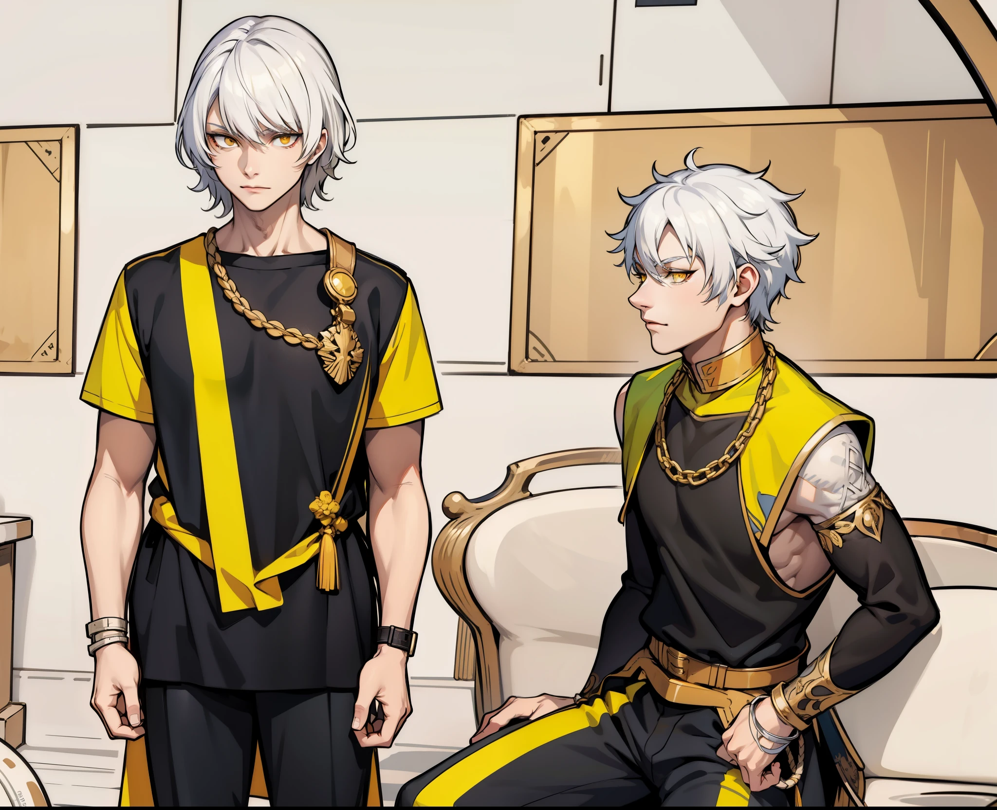 white hair yellow eyes