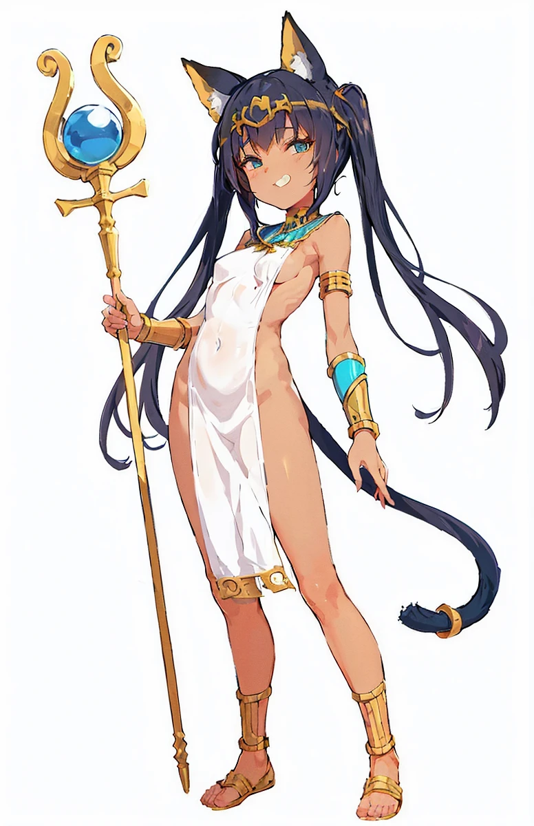 a close-up of a cartoon character holding a staff, bet, Anime goddess, girl of the zodiac knights, Hestia, Egyptian cat goddess, Bullish, slim, beautiful goddess, photo of Anubis ghost, ancient goddess, portrait girl of the zodiac knights, official character art, black hair wizard, God of Egypt, Egyptian god, the goddess Hestia, wind Egyptian god
