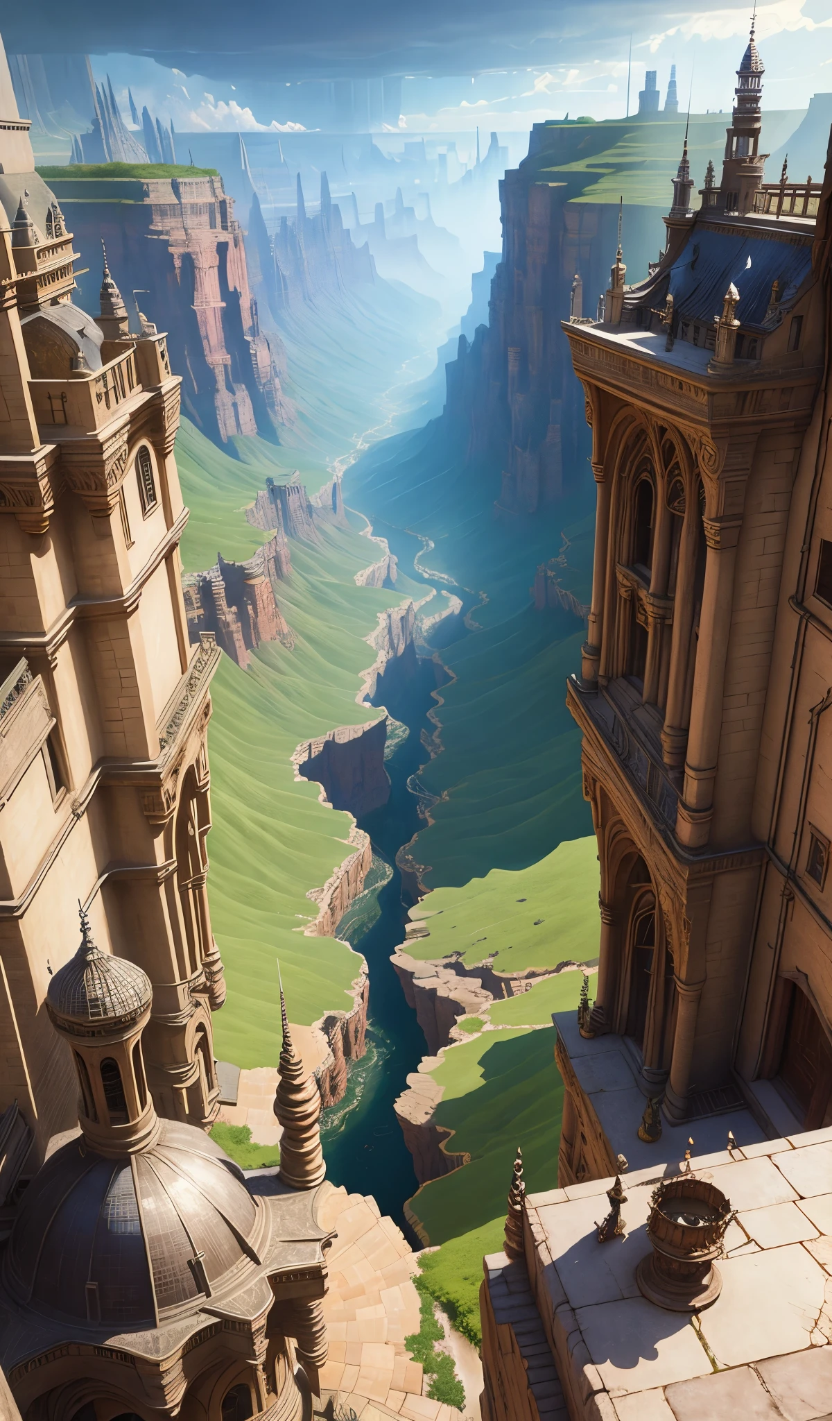 Final Fantasy world. beautiful. City
((masterpiece)),((best quality)),((high detial)),((realistic,))
Industrial age city, deep canyons in the middle, architectural streets, bazaars, Bridges, rainy days, steampunk, European architecture