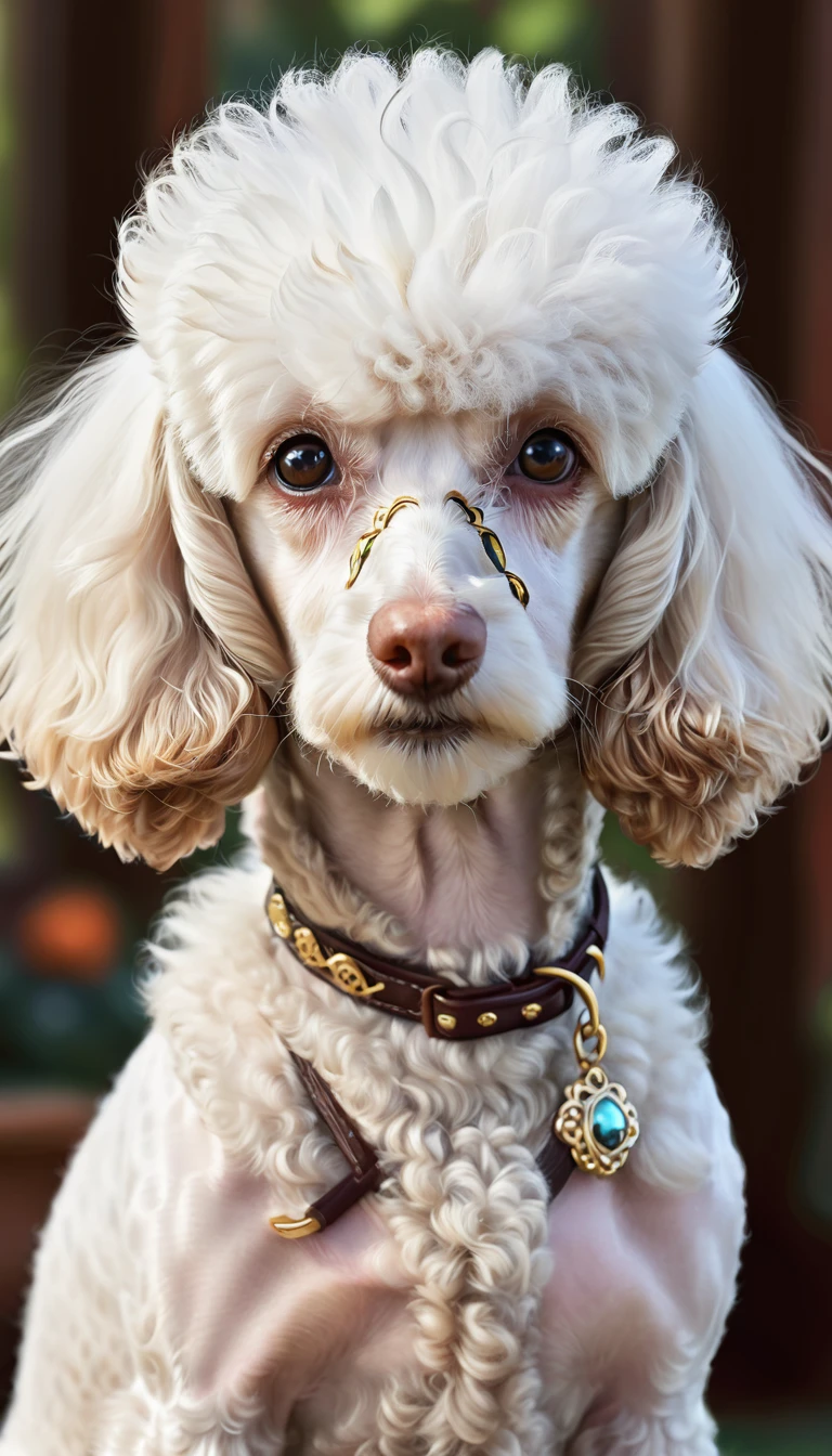 lovely digital painting, beautiful detailed digital art, award-winning creature portrait, realistic illustration, highly detailed 4k digital art, highly detailed realistic, very detailed digital painting, highly detailed digital painting, highly detailed oil painting, hyperrealistic fantasy art, detailed digital painting, realistic fantasy illustration, Poodle dog, clean face, png background