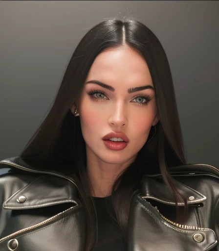 a close up of a woman with long hair wearing a leather jacket, adriana lima, 2000s megan fox portrait young megan fox, soft devil queen adriana lima, angelina jolie, bella poarch, megan fox girl portrait, instagram model, style of 2000s megan fox, profile image, 18 years old, young megan fox