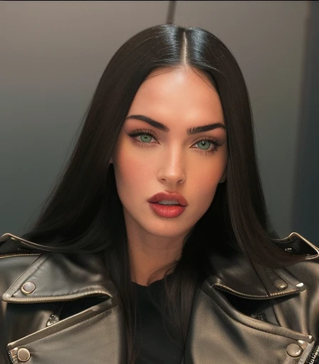 a close up of a woman with long hair wearing a leather jacket, adriana lima, 2000s megan fox portrait young megan fox, soft devil queen adriana lima, angelina jolie, bella poarch, megan fox girl portrait, instagram model, style of 2000s megan fox, profile image, 18 years old, young megan fox