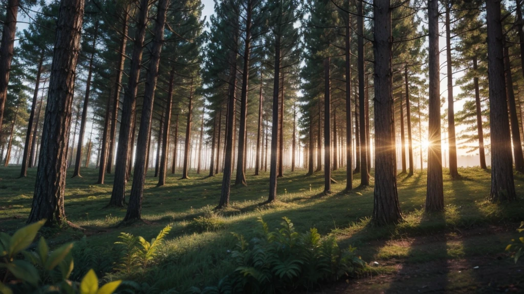 forest, evening, officer, trees