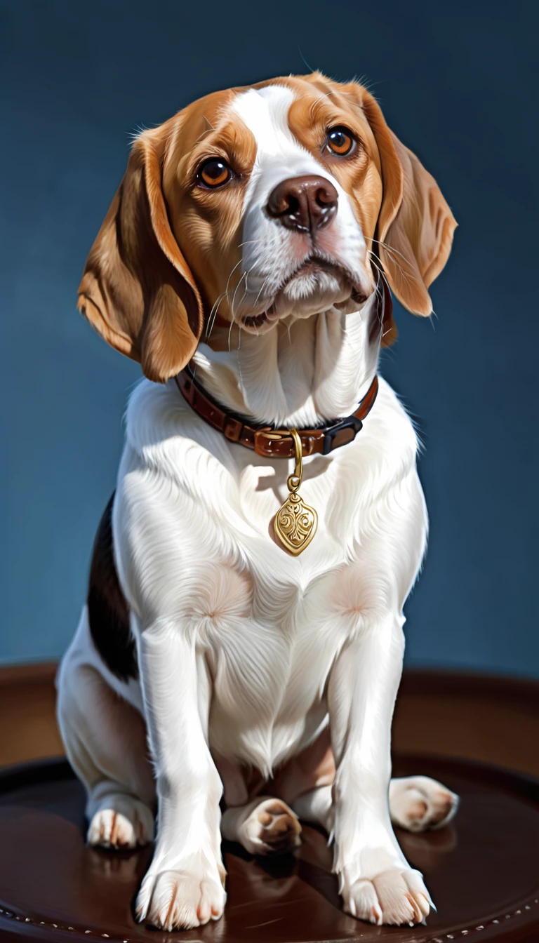 lovely digital painting, beautiful detailed digital art, award-winning creature portrait, realistic illustration, highly detailed 4k digital art, highly detailed realistic, very detailed digital painting, highly detailed digital painting, highly detailed oil painting, hyperrealistic fantasy art, detailed oil painting, realistic fantasy illustration, Beagle dog, clean face, png background