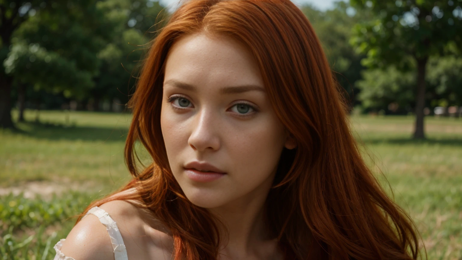 white dress lying in the grass,dress,white dress,lying,grass,beach,back view,common outfit,back view,suspicious glance,distrustful gaze,skeptical look,accusatory stare,blaming gaze,Asian eyes,Slanted eyes,Narrow eyes,Squinted eyes,Almond-shaped eyes,Orientally-shaped eyes,lord of the ring,elf,arwen,leg spread,sulphurous,, torrid, (bella hadid:1.1),look towards the viewer,beautiful detailed face,beautiful detailed body,long red hair,ginger, red head ginger,long red-haired girl with green eyes,realistic photo,highres,ultra-detailed,photorealistic,vivid colors,bokeh, concept artists,green eyes, long red hair,ginger,red head ginger,best quality, 4k, 8k, highres,masterpiece:1.2, ultra-detailed,realistic, photorealistic, photo-realistic:1.37, girl with green eyes and long red hair, stylish makeup, perfect lighting, glamorous pose, a close up of a woman with red hair, with red hair and green eyes, red head, red hair, she has red hair, red girl, red hair girl, with red hair, red hair and attractive features, brilliantly colored, red hair goddess, red hair girl