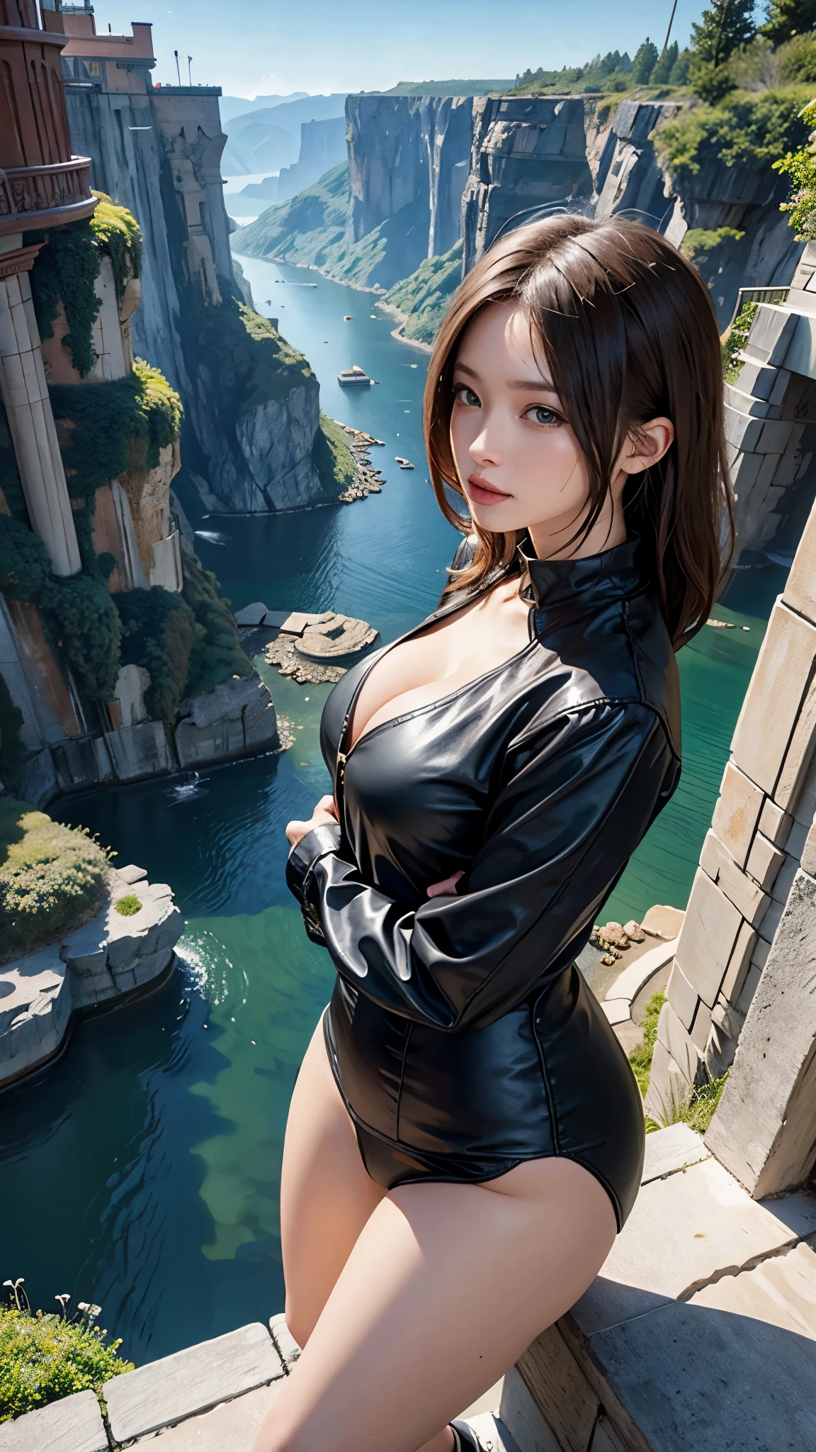 Final Fantasy world. beautiful. City
. Big thighs.