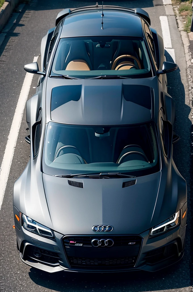 DRAW A COMIC VERSION CAR OF AUDI WITH THE COLORS GRAY AND BLACK