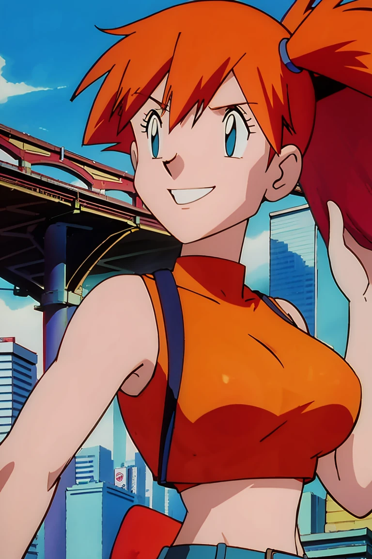 red-haired superwoman posing in front of a city skyline, perfect body, highly detailed giantess shot, sfw large breasts, giantess art, smug smile