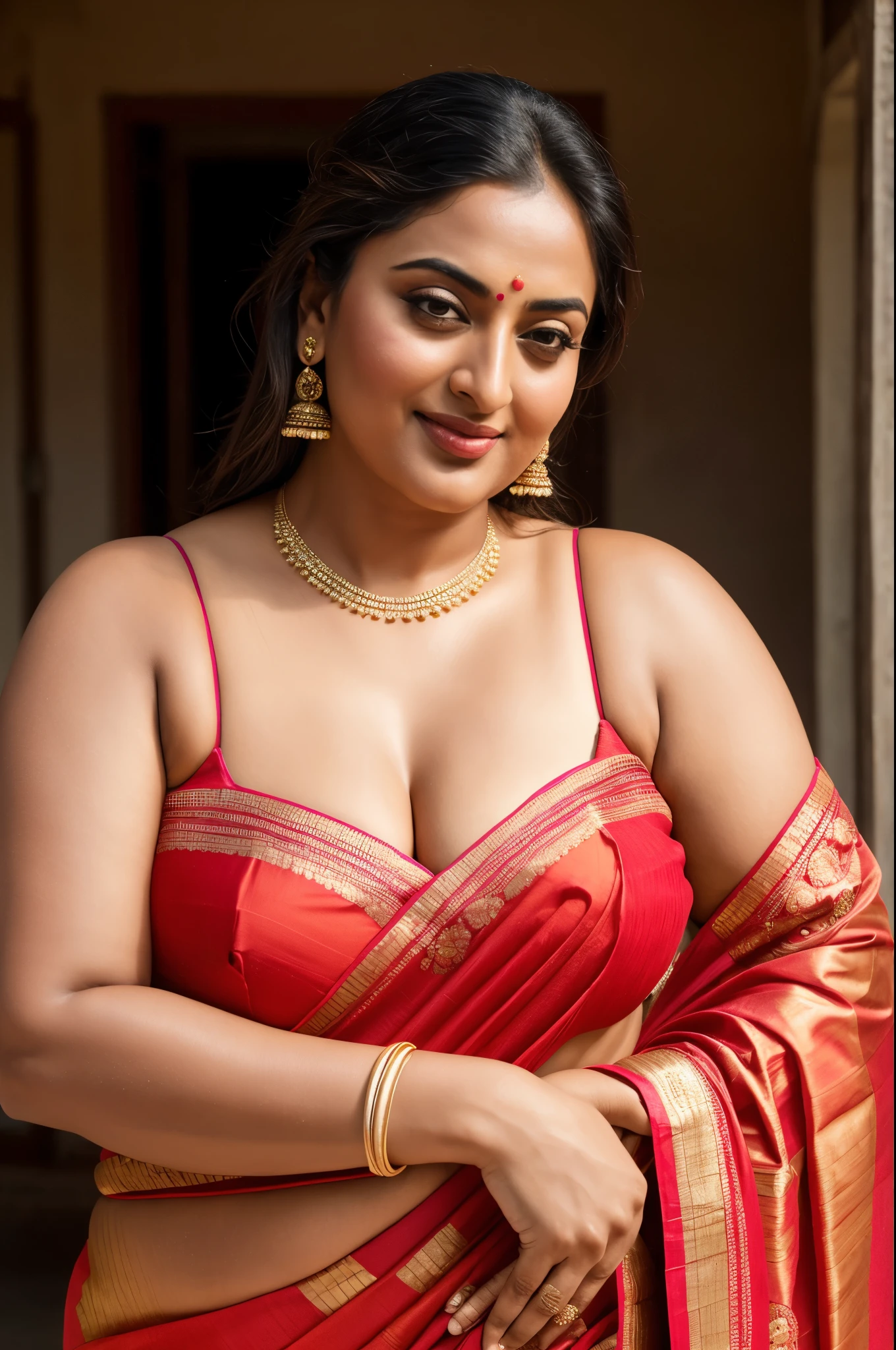 50 years old mature Woman, thick fleshy body, heavy figure, Foto RAW, photorealistic, photography, full body shot, master shot, goddess like beauty, perfect thick chubby mallu Desi aunty bhabhi, Wearing a Stanapatta, a chest-band.Saree model, model Photography, Indian saree shoot, Indian traditional wear advertising photography, traditional wear brand shoot, face of Indian actress Sonakshi Sinha, masterpiece, realistic, realism, incredible details, pleasure, photorealism, detailed skin, skin pores, high contrast, photorealistic Artstation 8k HD digital art trend of high definition and detailed realistic skin texture, ultra detail, realistic skin texture, armature, best quality, ultra high definition, (photorealistic:1.4),, high resolution, detail, raw photo, Re sharp, by Lee Jefferies Nikon D850 Film Stock Photo 4 Kodak Portra 400 Camera F1.6 Lens Rich Color Ultra Real Realistic Realistic Textures Dramatic Lighting Unreal Engine Trending at Art Station Cinestill 800,(pele altamente detalhada: 1.2), 8k UHD, DSLR, soft-lighting, alta qualidade, grain of film, Fujifilm XT3,she didn't like to wear blouse or bra, she happy to wear only saree, she hates blouse or bra,